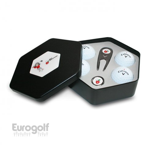 Logoté - Corporate golf produit Boite métallique quatre balles et accessoires de Callaway